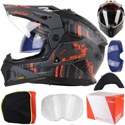 Przejdź do produktu Kask LS2 MX702 Pioneer II Crazy Black Red