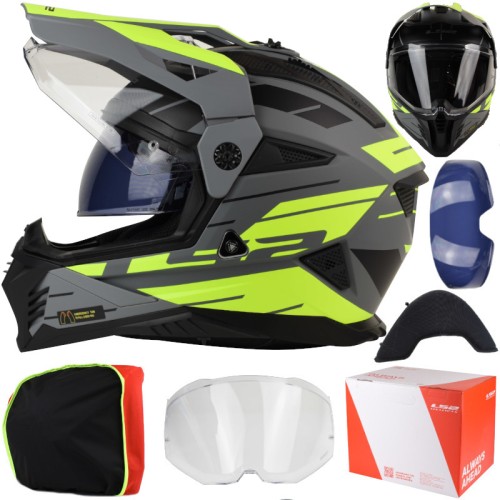 Przejdź do produktu Kask LS2 MX702 Pioneer II Namib M.Grey H-V Yel